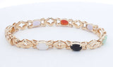 14k Yellow Gold Jade Cabochon Bracelet 7 Inch 15.1 Grams Eb0524oxzdu