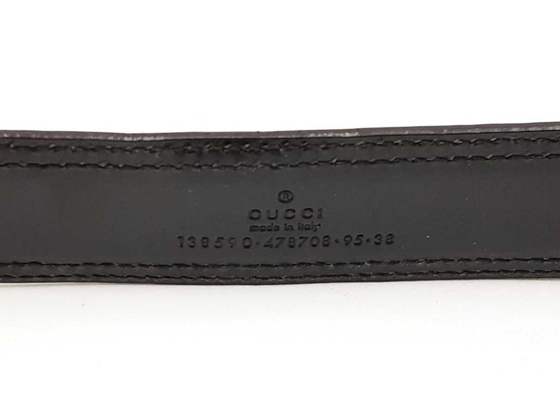 Gucci Silver-tone G Buckle With Black Leather Belt Size 95|38 Fw0325ozxdu