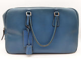 Prada Blue Leather Breifcase Travel Zipper Tote Bag Do0626rxde