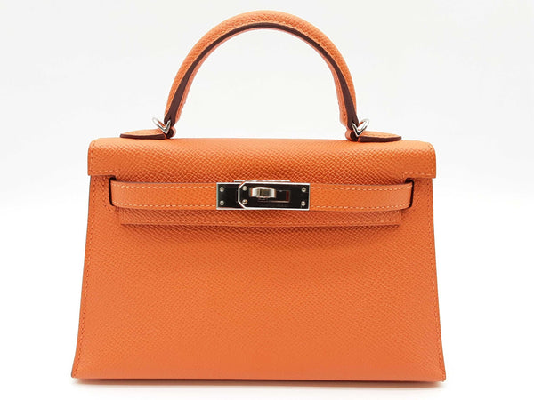 Hermes Sac Kelly Ii Sellier Mini Orange Epsom Palladium Shoulder Bag Do0425lsrxzde