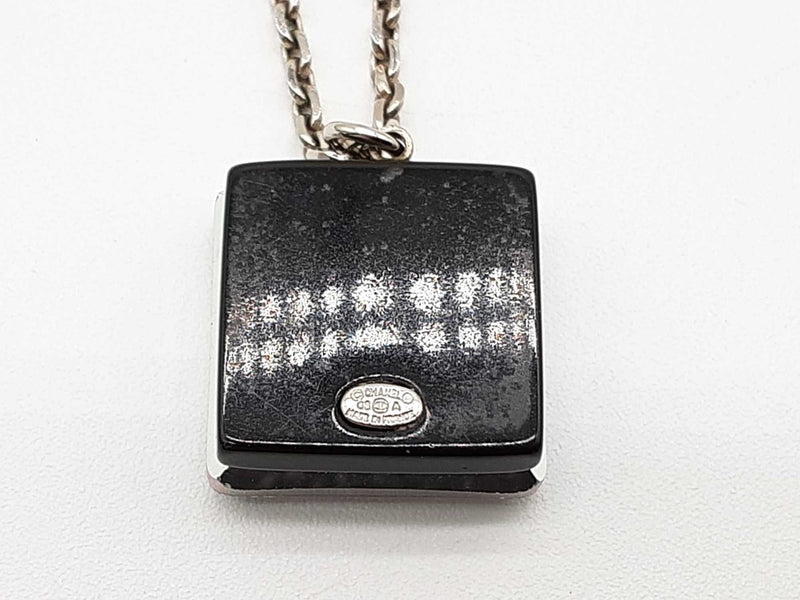Chanel Cc Crystal Resin Square Pendant Necklace 19 In Do1025wxzde
