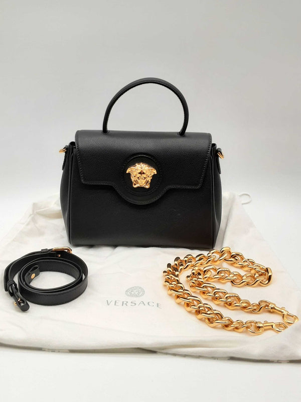 Versace La Medusa Black Leather Shoulder Bag Do0824crxde