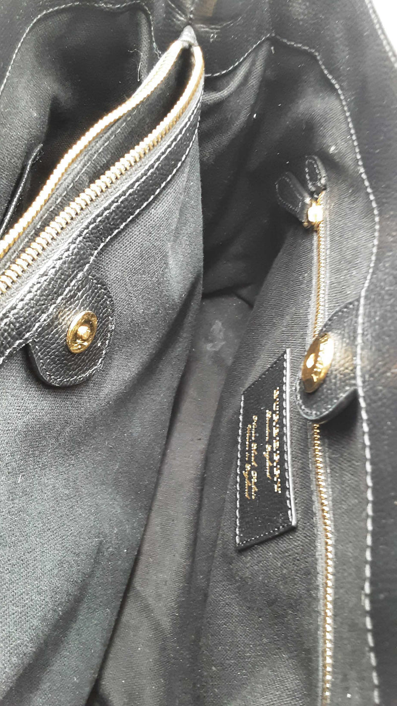 Burberry Black Leather House Check Banner Tote Bag Eb1025prxdu