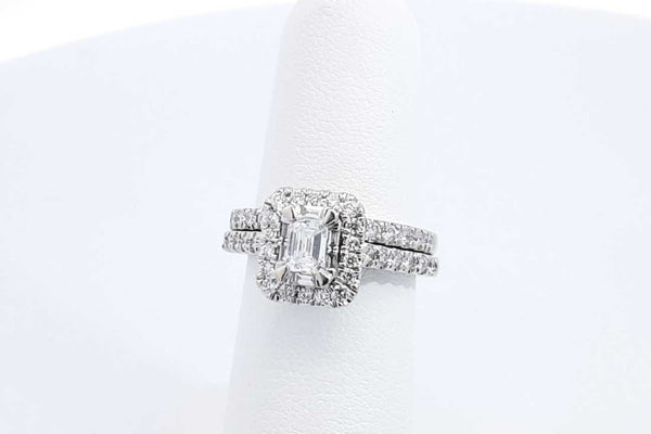 1.58 Cttw Diamond & 14k White Gold Bridal Set 6.4 Grams Size 5.5 Eb1224loxzdu