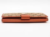 Gucci Gg Monogram Canvas & Leather Heart Clasp Beige / Tan Wallet Aa0826lorsa
