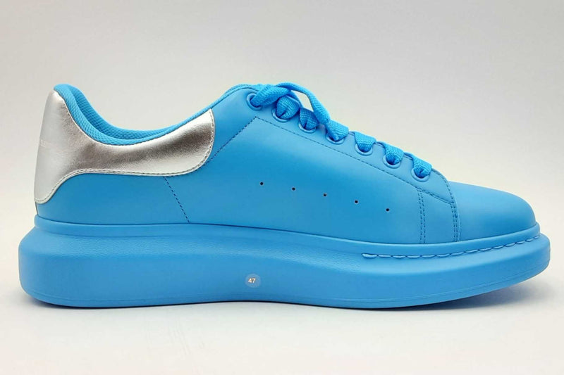 Alexander Mcqueen Oversized Blue Leather Low Top Sneakers Size 47 Eb0125lorsa