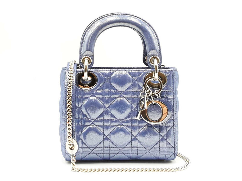 Christian Dior Mini Lady Dior Metallic Purple Handbag Fw0225erxdu