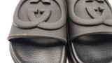 Gucci Black Rubber Interlocking G Platform Slides Size 9 Eb1225lxzdu