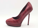 Yves Saint Laurent Rive Gauche Leather Pumps Red Size 7.5 Aa1025pzsa