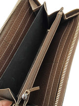 Gucci Ophidia Zip Wallet In Gg Supreme Coated Canvas & Brown Leather Fw1025ozxdu