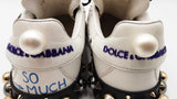 Dolce & Gabbana Portofino Sneakers In Printed White Leather Size 37 Fw1225lxzdu