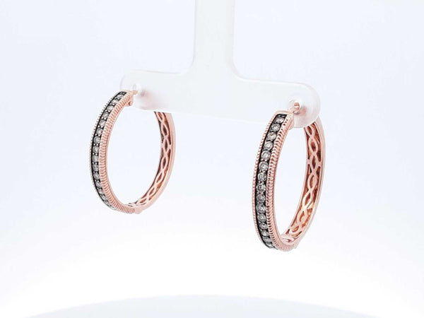 Le Vian 0.72 Cttw Diamond Hoop Earrings In 14k Rose Gold 7.9 Grams Fw0525prxdu