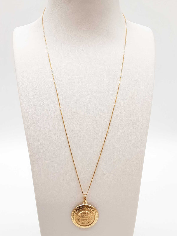 18k Yellow Gold 3.6g Medusa Head Pendant Chain 19.5 In Do0525oxzde