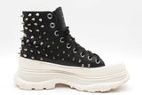 Alexander Mcqueen Tread Slick Spikes Black Leather Sneakers Size 42 Eb0626crde