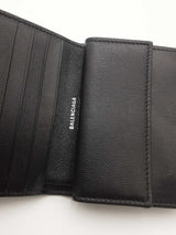 Balenciaga Black Leather Cash Flap Coin & Card Holder Wallet Eb0626lxzsa
