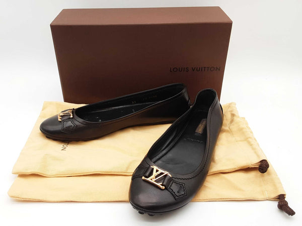 Louis Vuitton Black Leather Flats Size Eu 39 Do0925oxzde