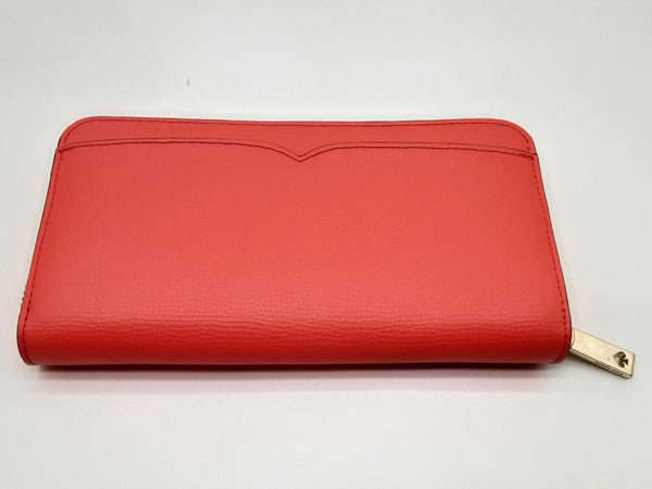 Kate Spade Staci Continental Red Orange Leather Zipper Wallet Do1024lrde