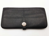 Hermes Dogon Noir Black Clemence Palladium Hardware Wallet Do0426rxzde