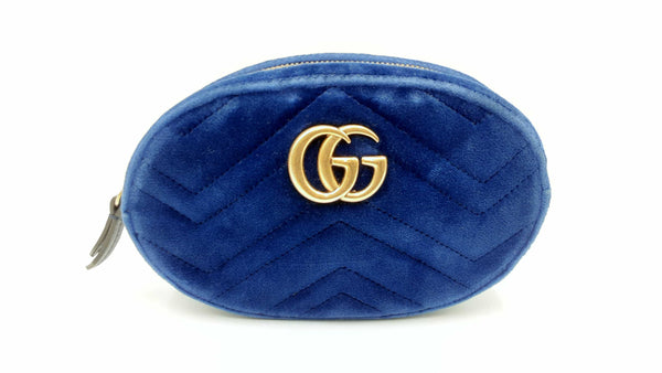 Gucci Gg Marmont Oval Blue Velvet Belt Bag Fw1124wrxdu