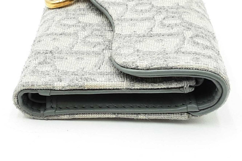 Dior Saddle Lotus Gray Oblique Jacquard Wallet Eb1224prxdu