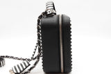 Chanel Quilted Caviar Black & White Striped Filigree Vanity Case Eb1225wrxzde