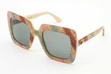 Gucci Stripe Glitter Square Frame Sunglasses Gg0328s Eb0926lxzde