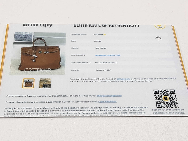 Hermes Birkin 40cm Gold Brown Togo Palladium Handbag Do1024erxzde