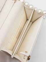 Chanel Mini Wallet On "Maxi Pearls" Chain In White Leather Fw1225srxdu