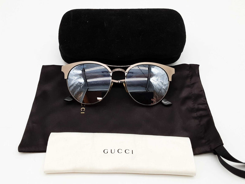 Gucci Gg0075sk Silver Metal Frames Black Lens Sunglasses Do0525lxzde