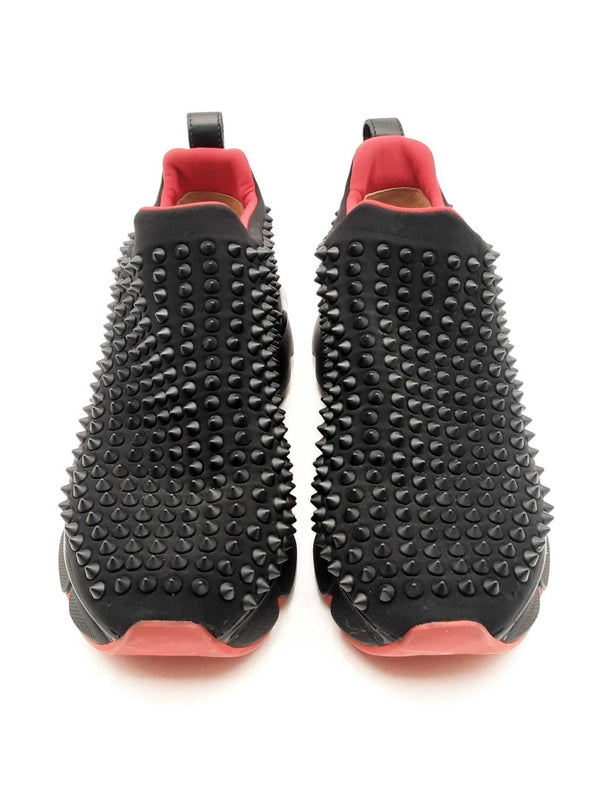 Christian Louboutin Black Neoprene Spike Sock Sneakers Size 39.5 Eb0125lxzsa