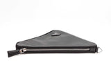 Prada Triangle Embossed Logo Black Leather Clutch Fw0225rzxdu