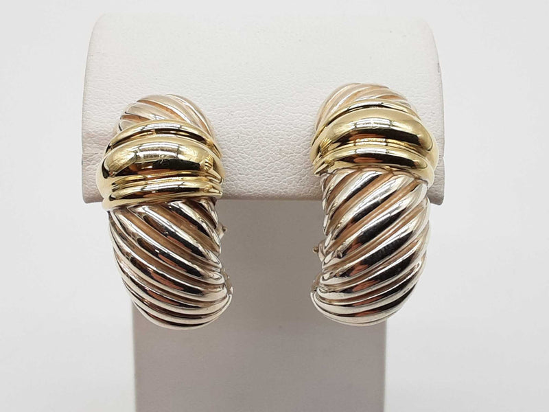 David Yurman 0.925 Silver 14k Yellow Gold Cable Shrimp Clip Earrings Do1025lorde
