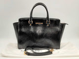 Michael Kors Avril Black Patent Leather Handbag Fw1224wxsa