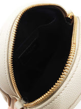 Yves Saint Laurent Round Vinyle Camera Bag In Ivory Graine De Poudre Leather Fw0726wzdu