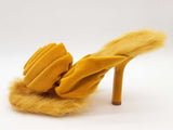 Burberry Yellow Rose Velvet Fur Trim Heels Size It 41 Do0525lxzde