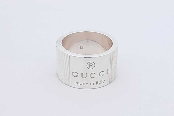 Gucci Trademark Sterling Silver Band Ring 13.7 Grams Size 6 Eb1125rxdu