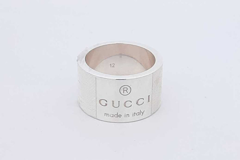 Gucci Trademark Sterling Silver Band Ring 13.7 Grams Size 6 Eb1125rxdu