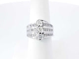 1.13 Cttw Diamond & 14k White Gold Multi-row Cocktail Ring 7.9 Grams Size 7 Fw0726rrxdu