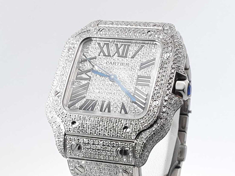 Cartier Santos 40mm Watch Diamonds Aftermarket Customized Sd1125crzxsa