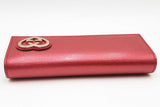 Gucci Red Shiny Leather Interlocking G Heart Flap Wallet Eb0526lcrsa