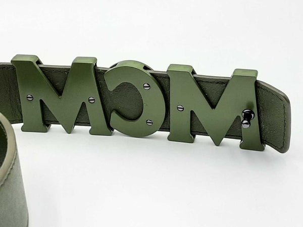 Mcm Green Leather Belt With Buckle Eb0924lxzdu