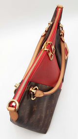 Louis Vuitton Monogram V Tote Mm In Monogram Canvas & Red Leather Fw0626loxzdu