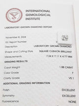1.88 Carats Square Cushion Brilliant Cut Lab Grown Diamond Do0726pxzde