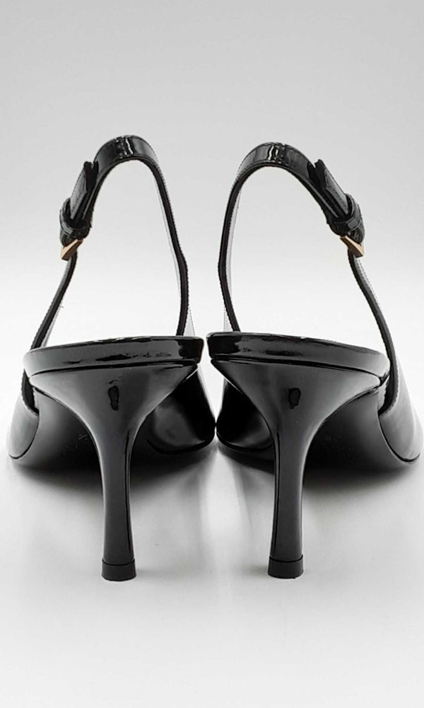 Tom Ford Black Patent Leather Slingback Peep Toe Heels Ebordu 144030005336