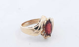 Exquisite 10k Yellow Gold Ring With Red Stone 4.61 Grams Size 6.5 Eb0524lwxsa