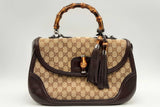 Gucci Gg Monogram Canvas Bamboo Top Handle Bag Eb0225exzsa