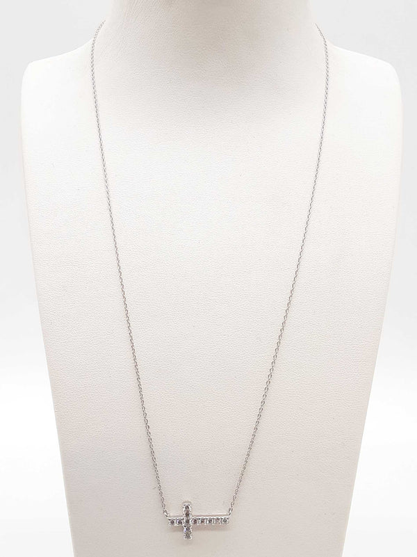 0.45 Cttw Lab Grown Diamonds 0.925 Silver 3.4g Sideways Cross Necklace 20 In Do0725ride