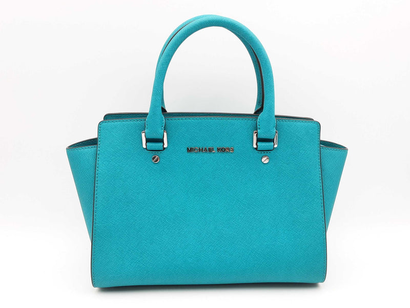 Michael Kors Selma Saffiano Leather Satchel In Teal Fw1124orsa