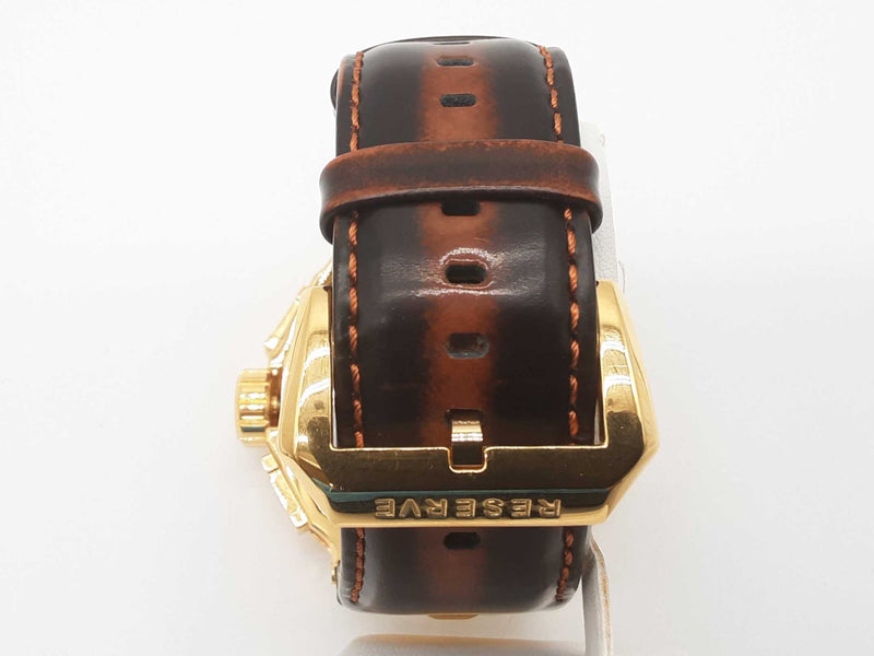 Invicta 52 Reserve Abalone Dial Brown Leather Steel Quartz Watch Do1025lxzde