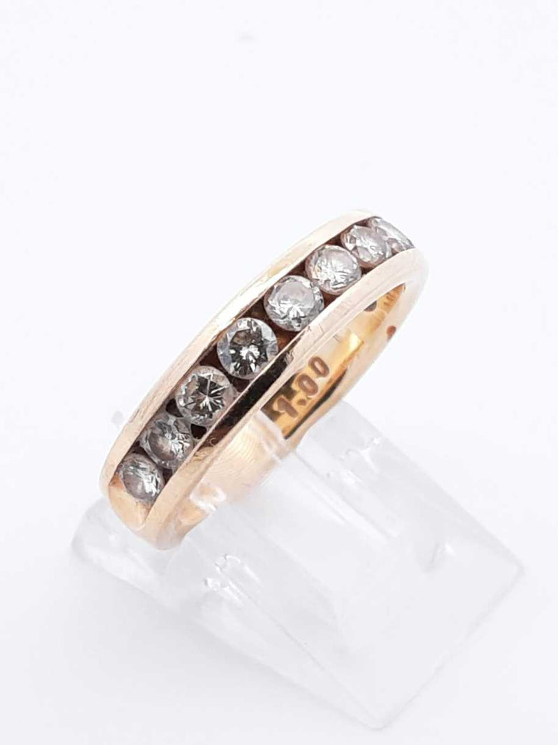 1.0 Ctw Channel-set Diamond & 14k Yellow Gold Ring 5.5 Grams Size 7 Fw0925orzdu